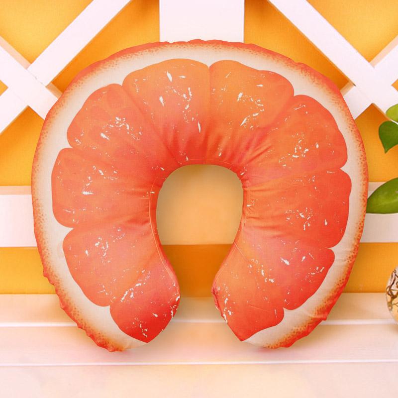 

INS Style U Shaped Pillow Frog Strawberry Rainbow Cushion Neck Pillow Car Travel Inflatable Pillow Travel Accessories For Adult оранжевый