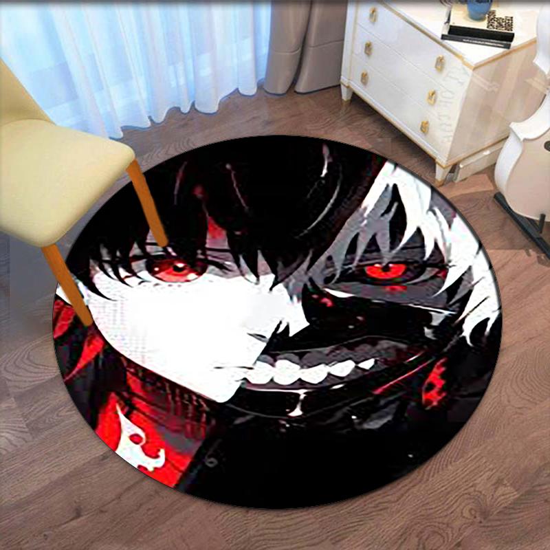 Tokyo Ghoul Printed Round Rug Carpet Chair Rug Area Rug Entryway Doormats,for Office Chair Living Room Bedroom Kitchen Room.