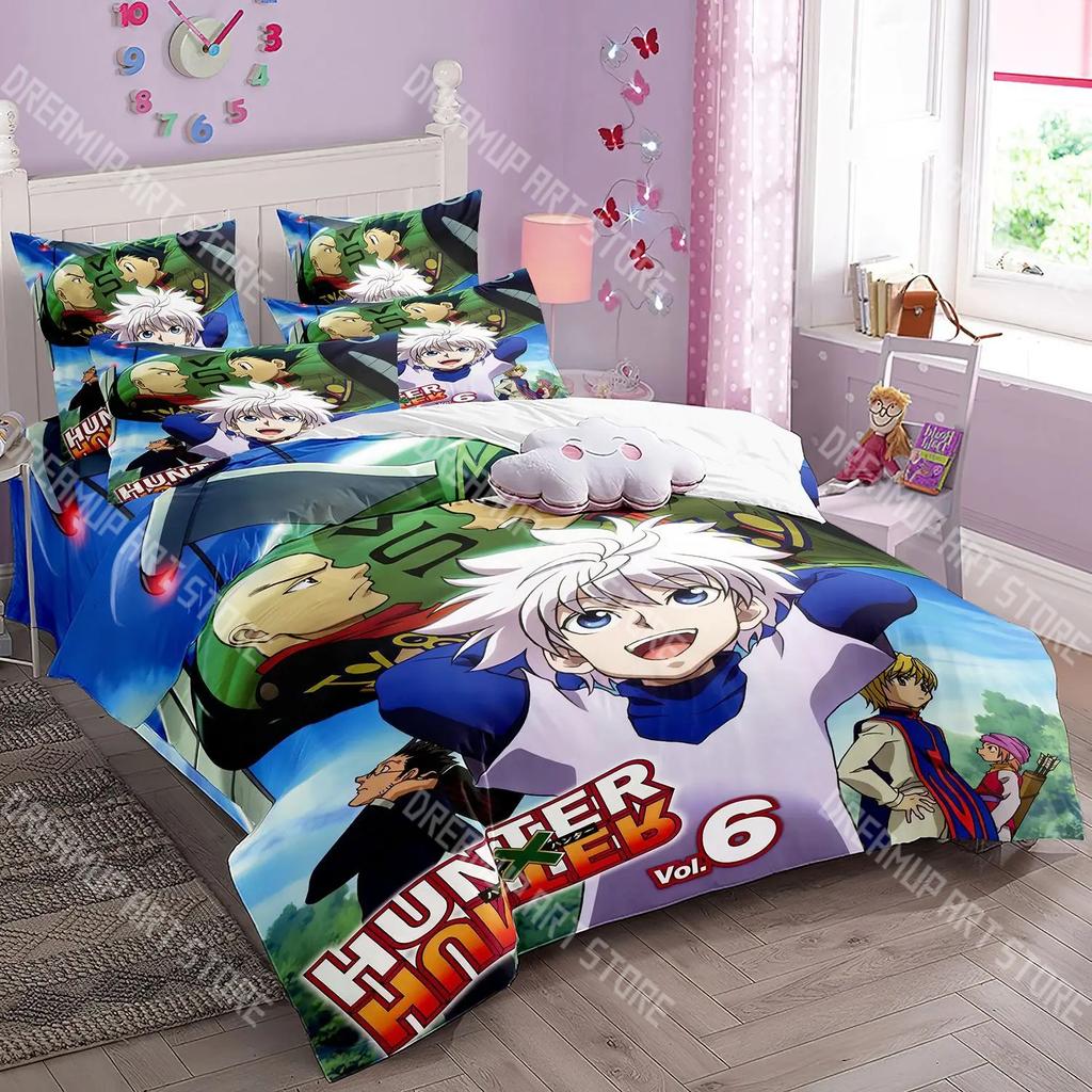 Fashion Anime Hunter Hunter Bedding Set Single Twin Full Queen King Size Bed Set Kids Bedroom Duvetcover Sets Bed Sheet Set