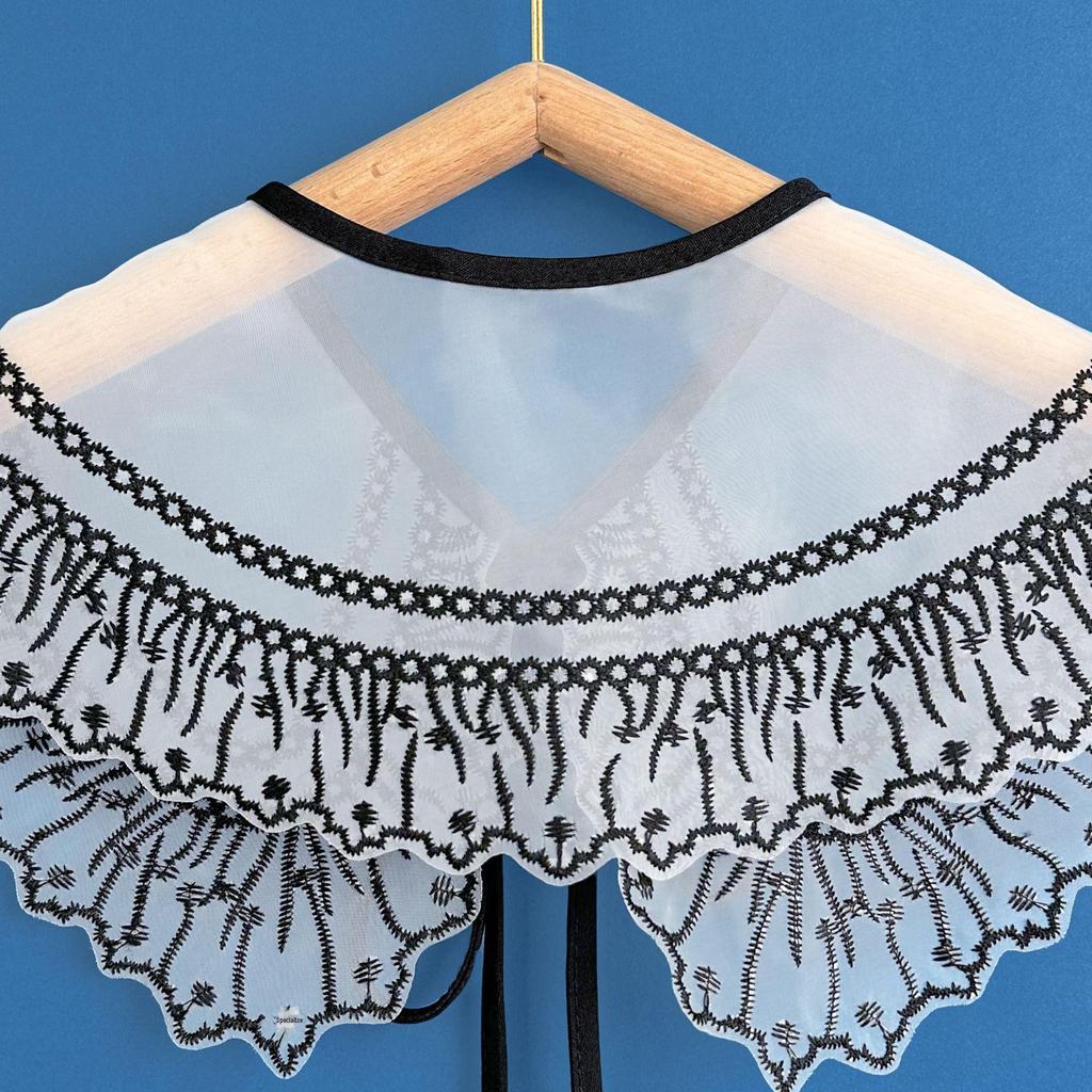 2023 Doppellagiger Organza Bestickter Rock Schalkragen für Alle Jahreszeiten Oberbekleidung