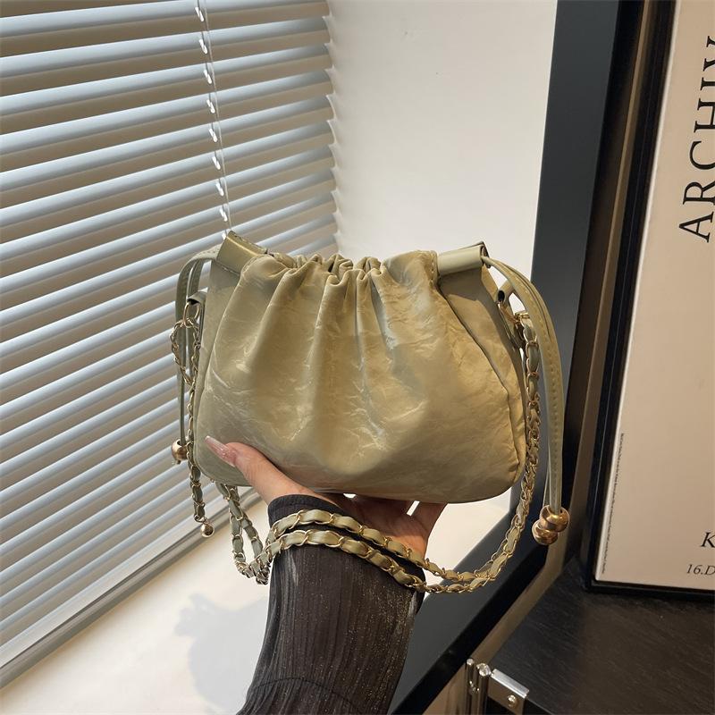 Mädchen-Pumpgürtel, lässig, einfarbig, lässig, literarisch und künstlerisch, schlichte Kette, Umhängetasche, Beuteltasche mit einzelner Schulter.