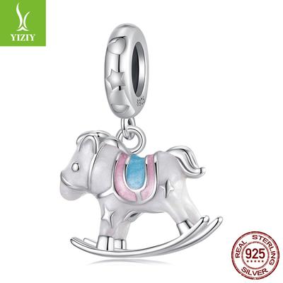 Exquisite Trojan Horse Pendant S925 Silver Beads, Childlike Creative Diy Bracelet Playground Beads Accessories