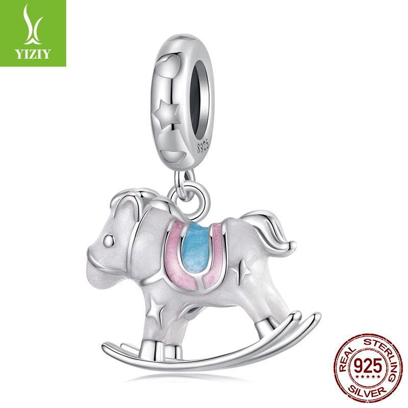 Exquisite Trojan Horse Pendant S925 Silver Beads, Childlike Creative Diy Bracelet Playground Beads Accessories