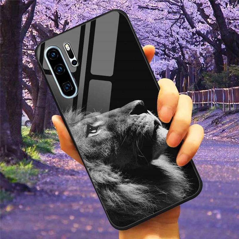 Phone Cover For Huawei P30 Pro Lite Case Tempered Glass Space Wolf Lion Funda for HUAWEI P30 Lite Luxury Cases P30Pro P 30 Cat