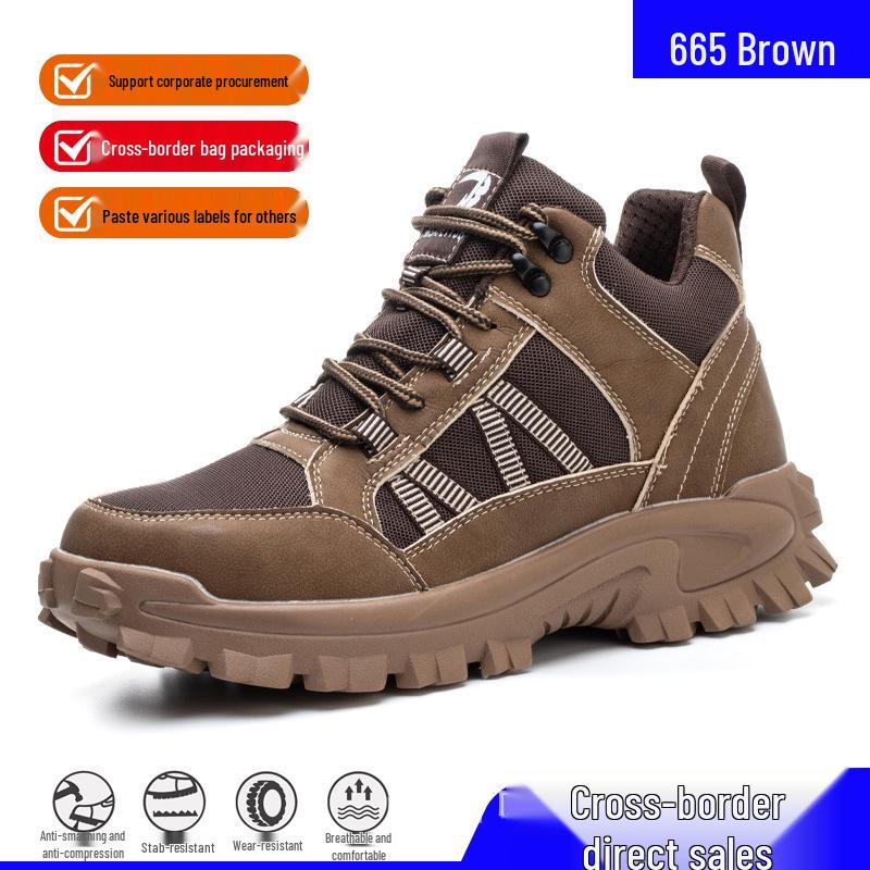 Men's Lightweight Steel Toe Anti-Smash Work Shoes - Comfortable, Breathable, Protective Footwear for Outdoors