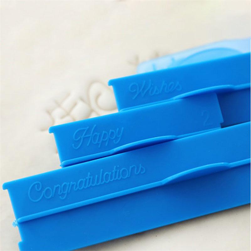 6 Pezzi/Set Stampi in Plastica per Lettere Buon Compleanno Auguri Stampi da Forno Decorazione