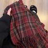 Korean Winter Green Plaid Scarf - Women's High-End Warm Shawl & Neck Warmer in Imitation Cashmere