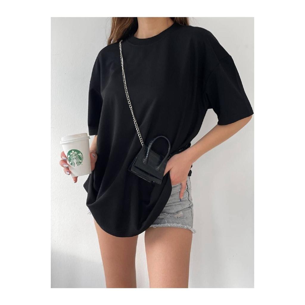 Schwarzes Oversize-Boyfriend-T-Shirt aus Baumwolle für Unisex mit Rundhalsausschnitt