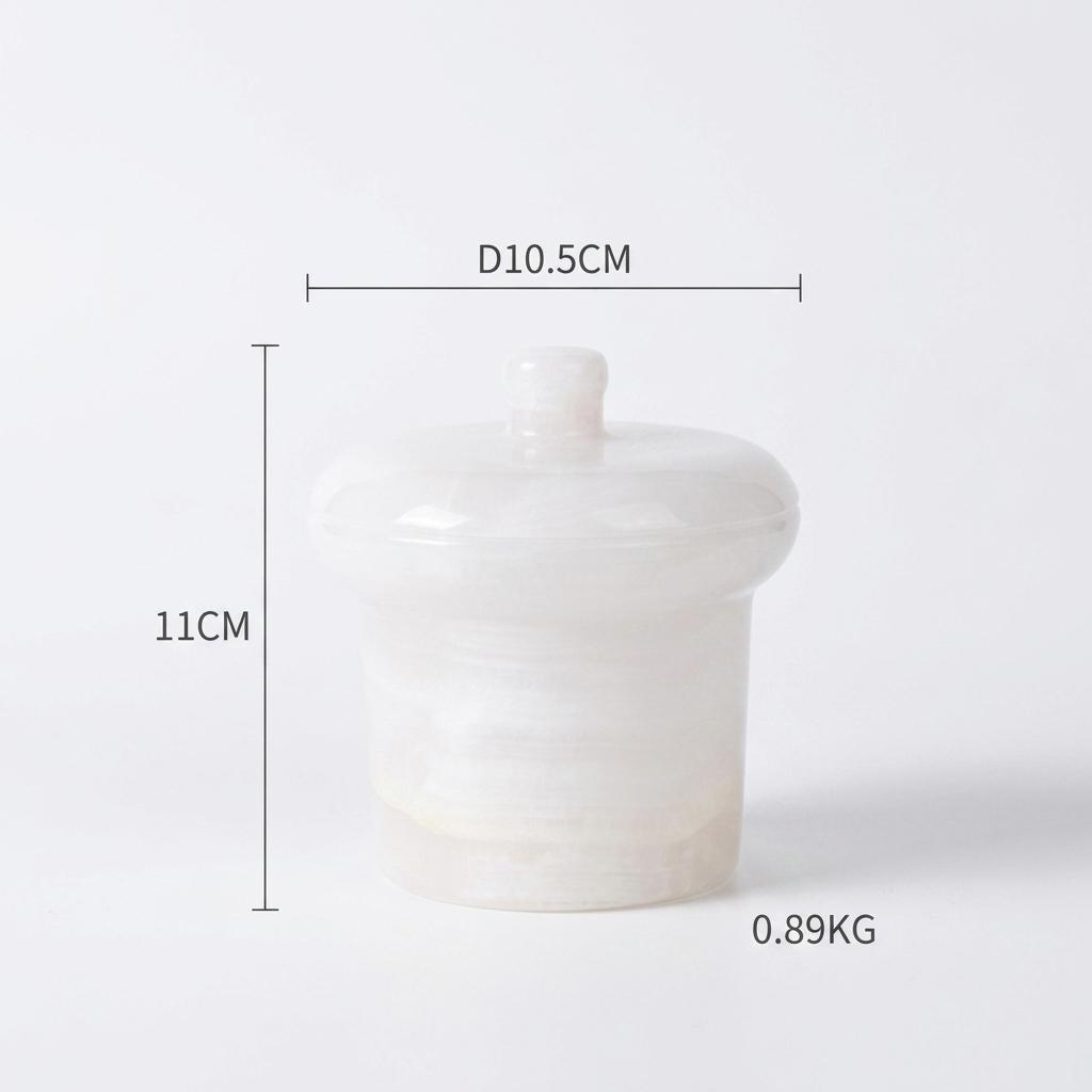Luxury Onyx Candle Jar Natural Jade Marble Candle Holder Jewelry Storage Container for Home Hotel Decor D10.5*H11CM