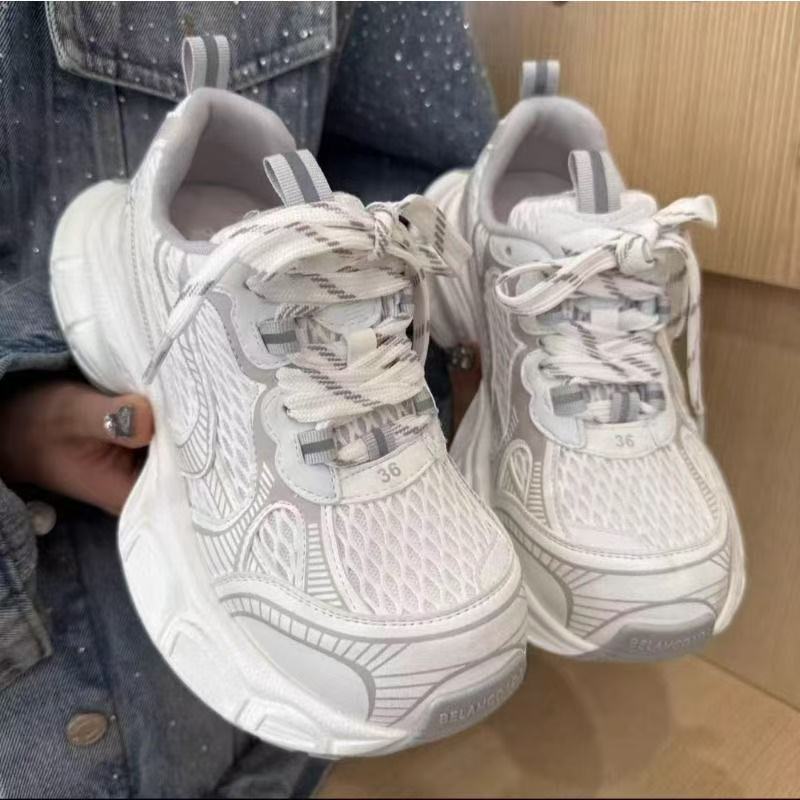 Fried Street Daddy Shoes Spring and Summer New Muffin Bottom Lace-up Casual Shoes