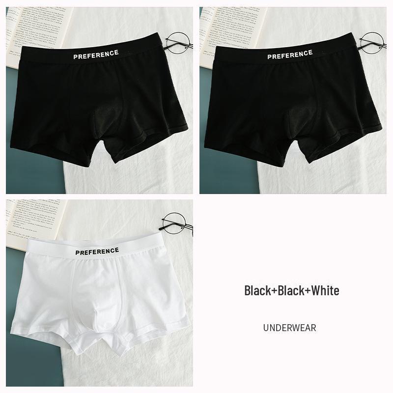Men's Breathable Cotton Boxer Briefs, Solid Black or White.