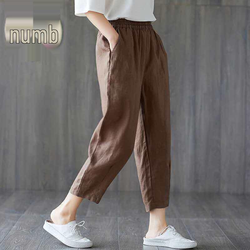 Retro Artistic Cotton Harem Pants - Breathable, Loose-Fit Summer Women's Plus Size Cropped Pants