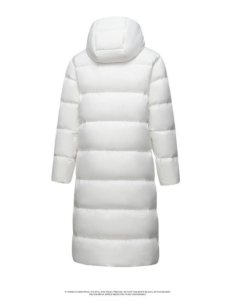 2025 Trendige Lange Herren-Winterdaunenjacke - Weiße Entendaune, Lässiger Hongkong-Stil, Einfarbig, Warme Oberbekleidung