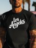 610 Cotton Blend Los Angeles Print T-shirt - Micro-Stretch Knit Regular Fit Casual Summer Tee