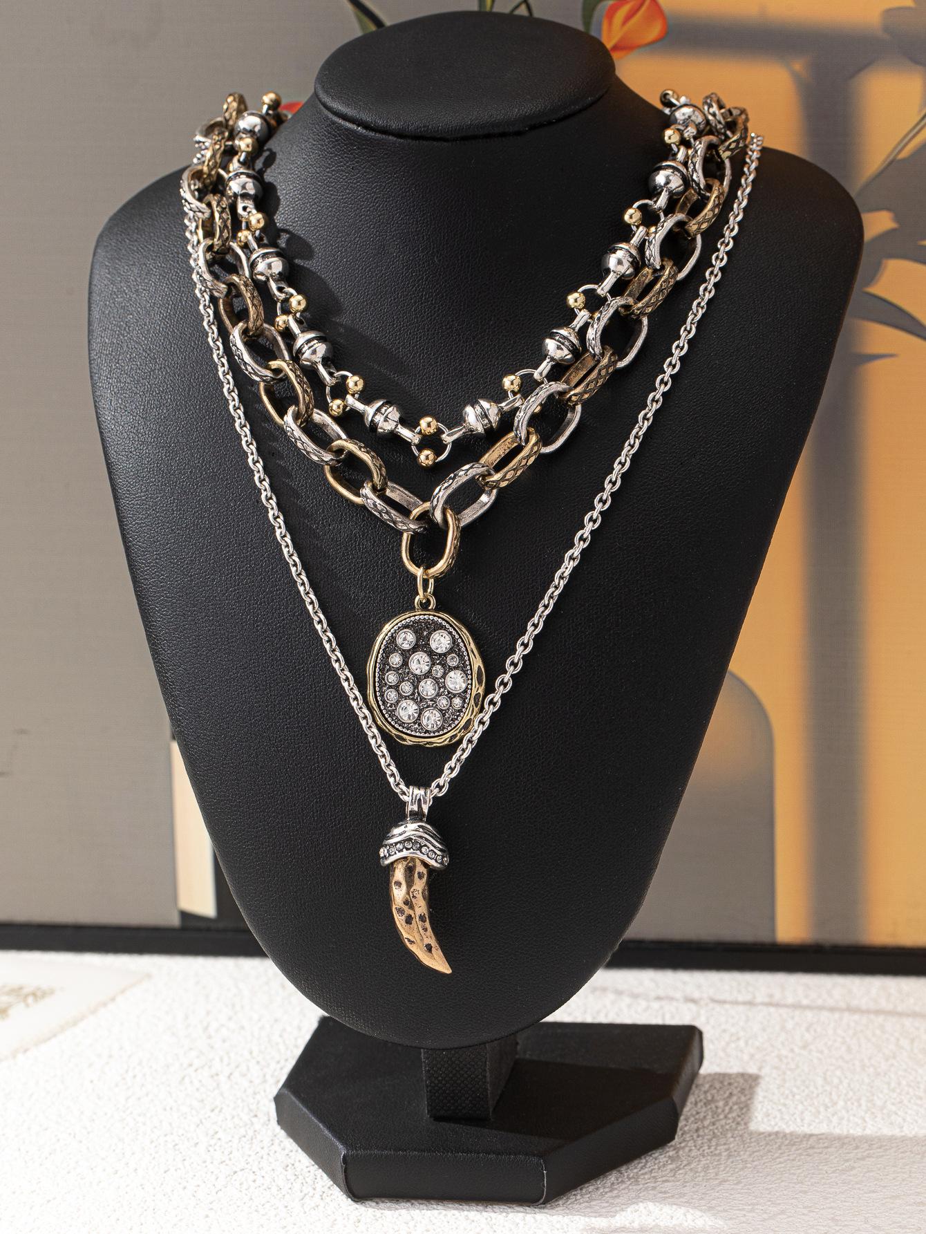 

Набор цепочек ZA Ручная работа Инкрустированный кулон Цепочка на шею Цепочка на ключицу золотой