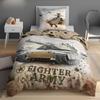 Youth Bedding 160X200 Tank War Army Military Helicopter Moro