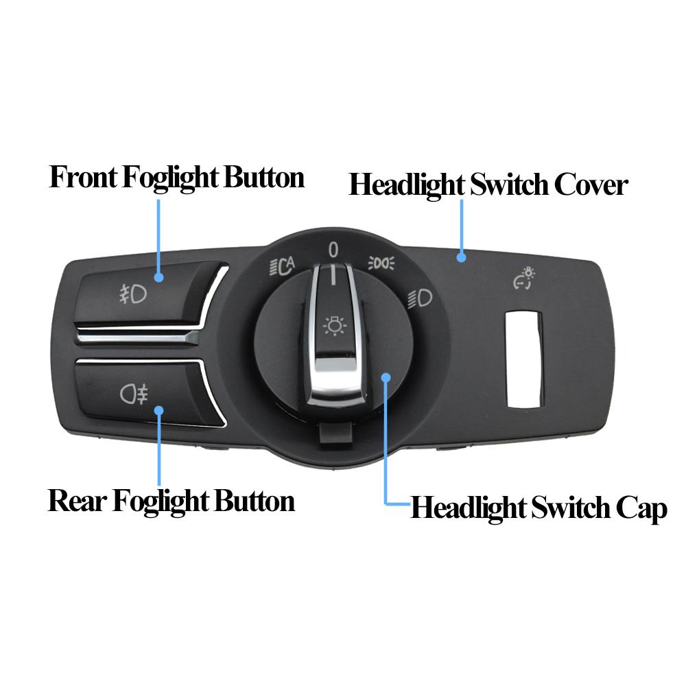 Car Interior Headlight Switch Rotation Button Headlamp Control Panel Cover For BMW 5 6 7 Series X3 X4 F10 F11 F07 F06 F01 F25
