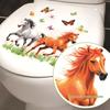 Elegant Horse & Butterfly Toilet Stickers, Waterproof Removable Self-Adhesive for Bathroom Decor
