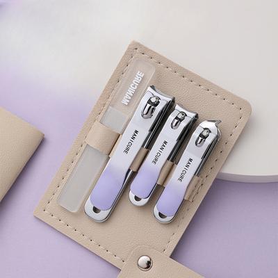 Set tagliaunghie portatile, tagliaunghie a colori sfumati, in acciaio inossidabile, manicure, pedicure, lima per unghie professionale, kit per manicure