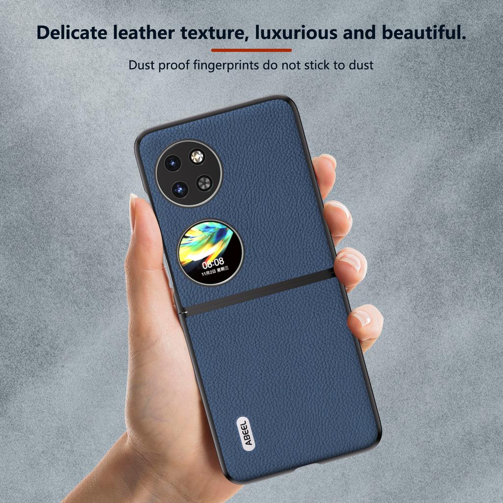 For Huawei Pocket 2 Litchi Texture Case Genuine Cow Leather+PC Phone Cover