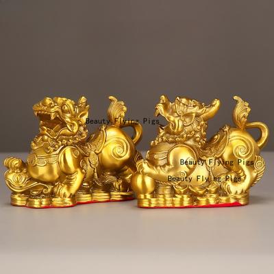 1 Pair Metal Pixiu Ornament Home Decoration Zhaocai Pixiu Ornament Chinese Feng Shui Accessories Metal Crafts Height 6.5-14cm