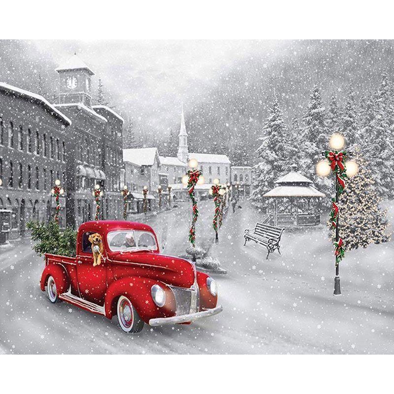 Full Round Diamond Painting Handmade Winter Scenery Cross Stitch 5d Diamond Embroidery House Landscape Decor