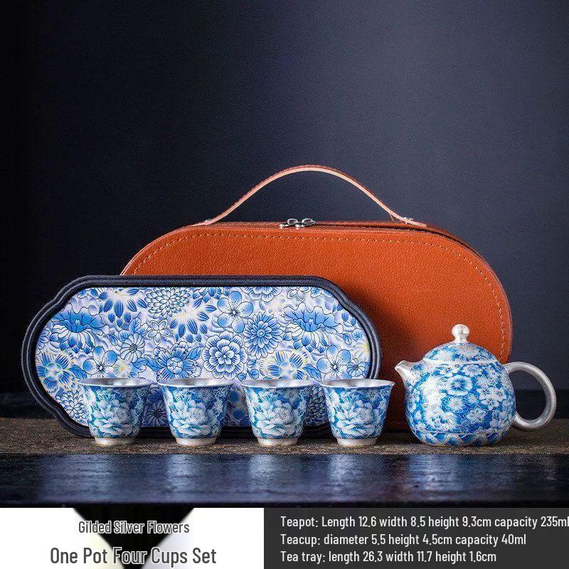 Qiuqiao Gilded Silver Dragon Egg Teapot Set