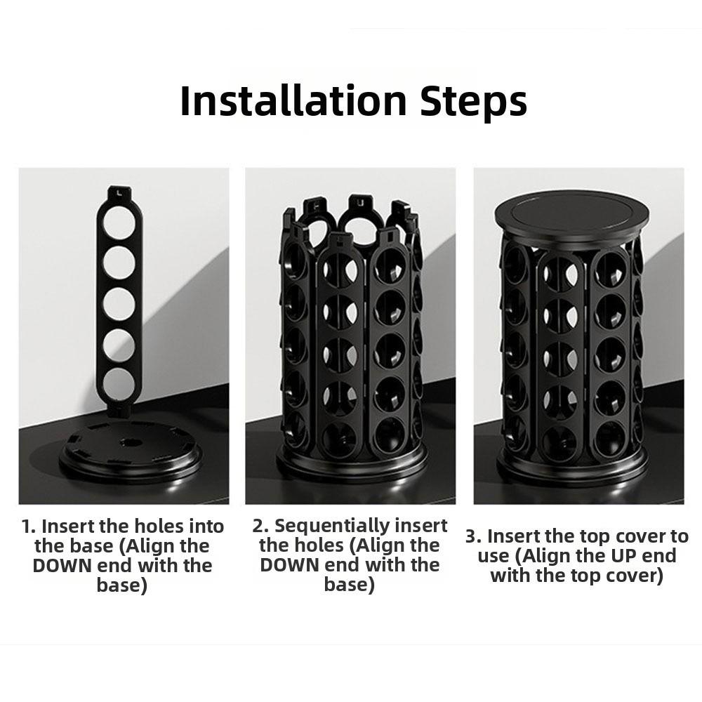 Large Capacity Coffee Capsule Holder 360 Degree Rotating Coffee Organizer  Kitchen Decor