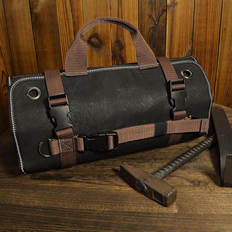 Electrician's Tool Storage Bag Roll-Up Multifunctional Canvas Hardware Tool Bag Oxford Cloth