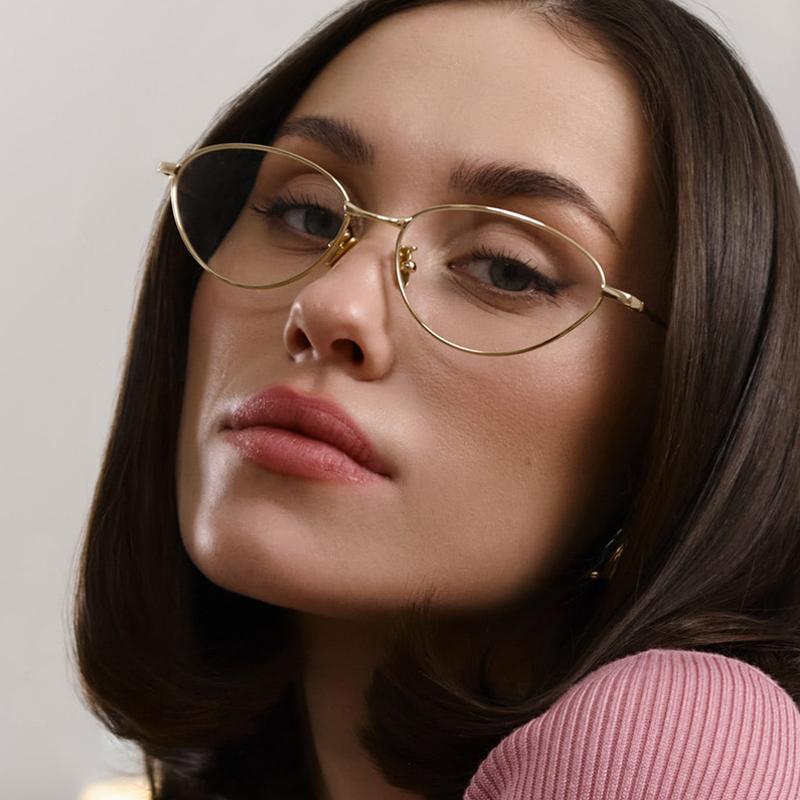 2pcs Luxury Small Cat Eye Metal Sun Glasses Female Man Designer Eye Glasses Outdoor Traveling Simple Style Sunglasses