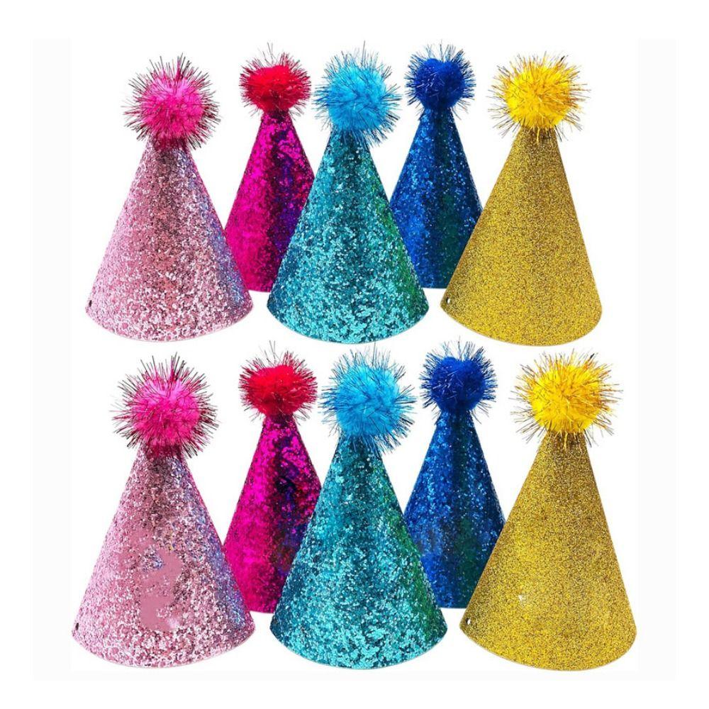 Decorative Dog Sparkling Hat Foldable Cat Headgear Pets Accessories Pet Birthday Hat  For Dogs Cats