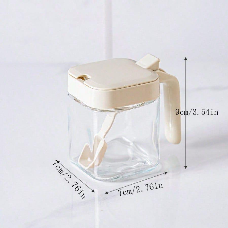 1pc Glass Seasoning Jar with Spoon Sugar Bowl Salt Shaker Pepper Spices Container Kitchen Tools Supplies Storage Spice Boxes