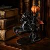 Indoor Scary Figurine Halloween Headless Horseman Statue, Vintage Bronze Textured Resin Gothic Horror Figurine, Stable Base Sculpture for Home