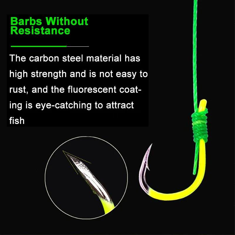 5 Pairs/Lot Double Barbed Hooks Carbon Steel Fishing Hook with PE Line Anti-winding Bighead Carp Anti-tangle Explosion Hooks