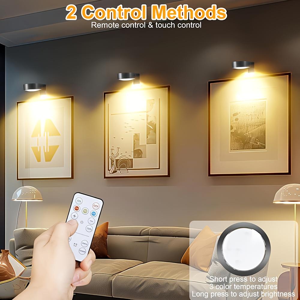 1/2PCS Wall Picture Light, Remote Control LED Painting Light, Three Color Temperature Adjustable and Timer Painting Light