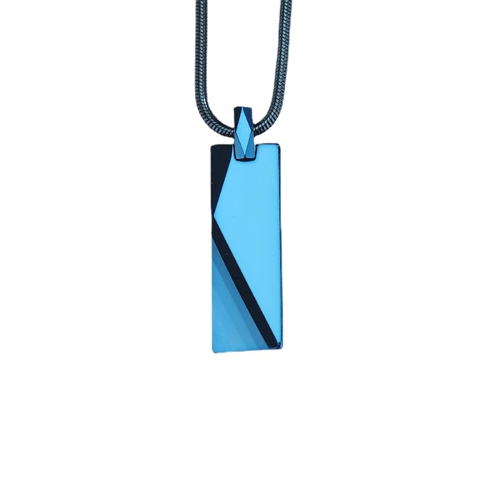

Ожерелье Rockyu, подвеска из вольфрама, синяя пластина, прямоугольный бриллиант, подвеска, ожерелье из нержавеющей стали, 50 см, простая, сверхтвердая, модная