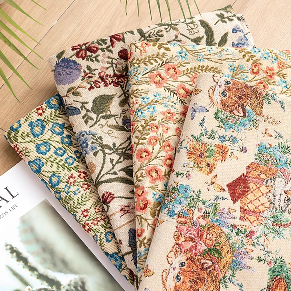 118X111Cm Jacquard Sofa Fabric Cloth Floral Polyester Wear Resistance Cotton DIY Cloth Make Your Own Tablecloths Pillowcase
