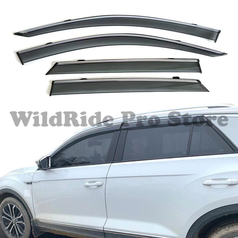 1 Set Compatible with Volkswagen T-Roc 2018-2024 Rain Visors Molded Thickened Window Rain Deflectors Rain Guards Modification Ac