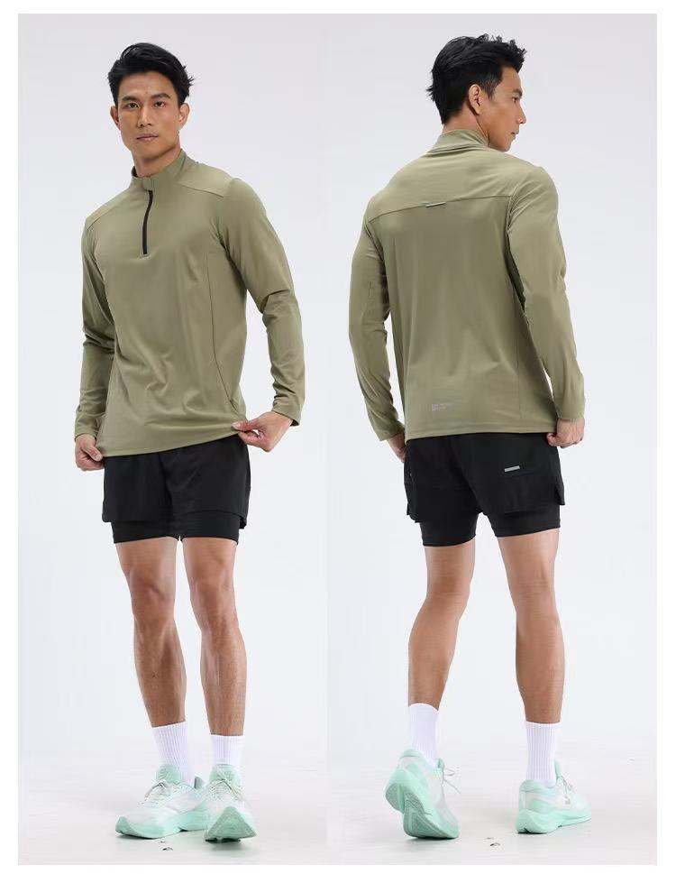 Men's Half-Zip Long-Sleeve Sports T-Shirt - Autumn/Winter Outdoor Casual Running & Fitness Top