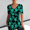 Fashion Floral Print 3D Printed Women's Casual V-neck Short Sleeved T-shirt