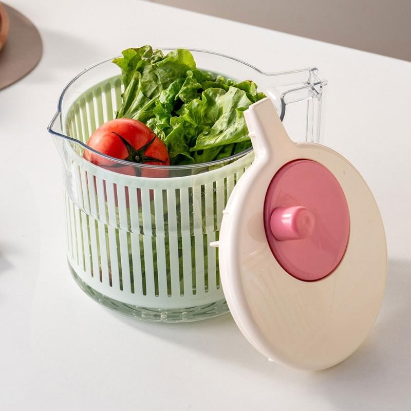 Practical Plastic Vegetable Fruit Dehydrator Spinner Bowl For Daily Cooking Drain Basket with Handle