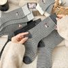 Sock Girl Autumn Embroidered Cartoon Dog Mid-calf Socks Trendy Striped Pile Socks Cotton Socks Girl