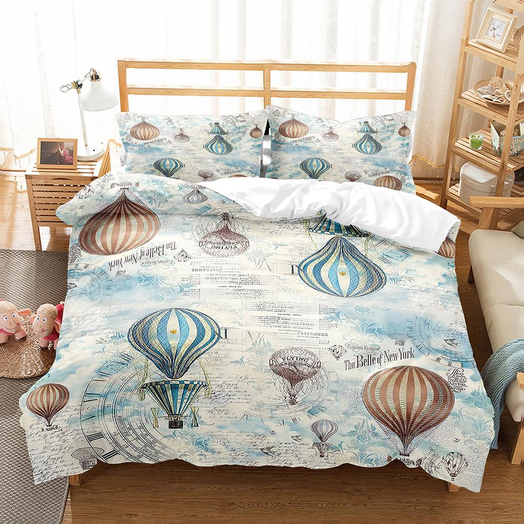 Air Balloon Duvet Cover Collection Single King Cartoon Animal Bedding Collection Cute Sika Deer Elephant Comforter Cover For Kids Teens