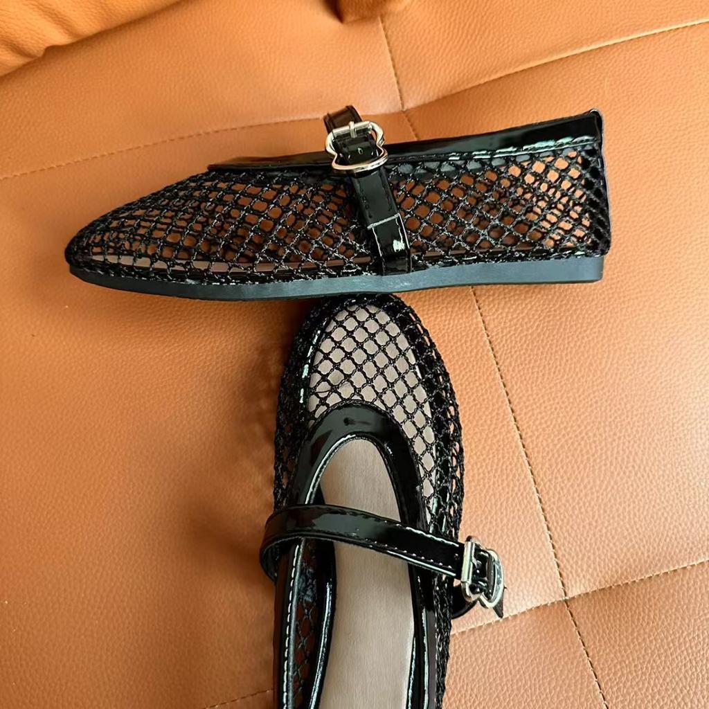 Ladies' Elegant Ballet Shoes - From Formal To Casual, with Cushioned Insoles and Non Slip Rubber Soles - Black Metal Eyelets Flat Shoes