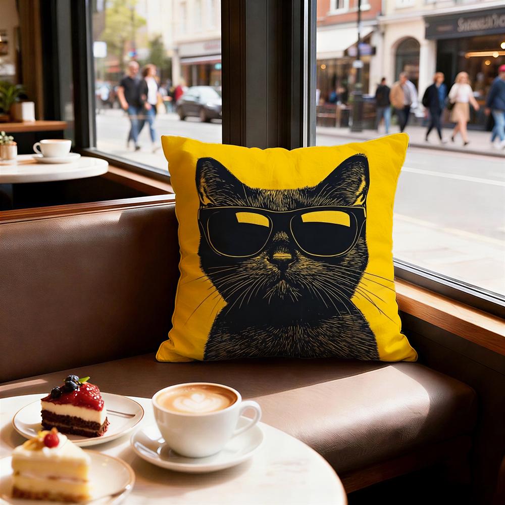 Animal a Cat with Glasses Cushion Cover Decorative Cushions Covers Cover Sofa X Pillow Piece X X Pillowcase