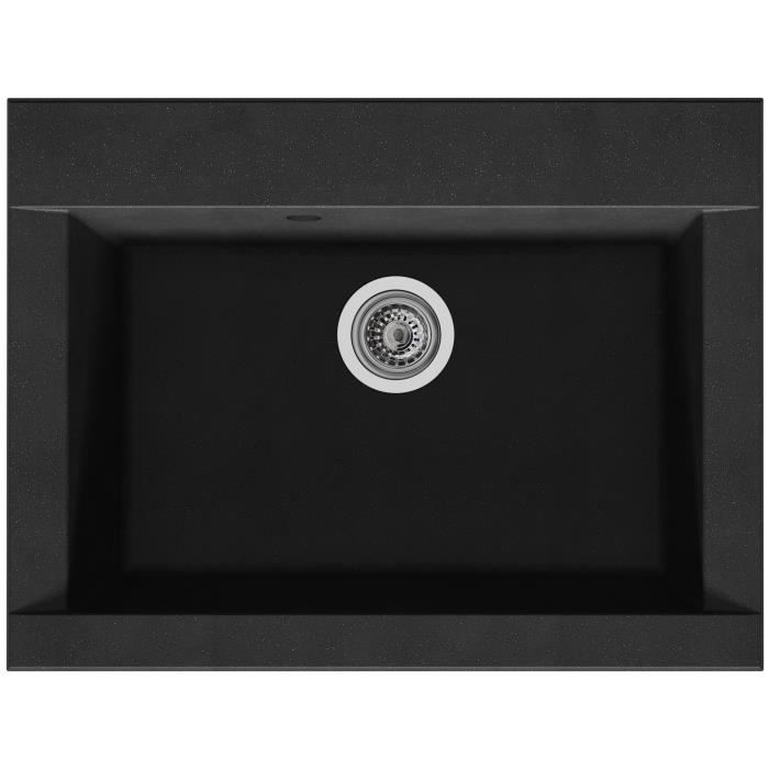 STRADOUR Built-in Kitchen Sink 1 Bowl Without Drainer Hexo - Resin - 66 X 50 Cm - Black