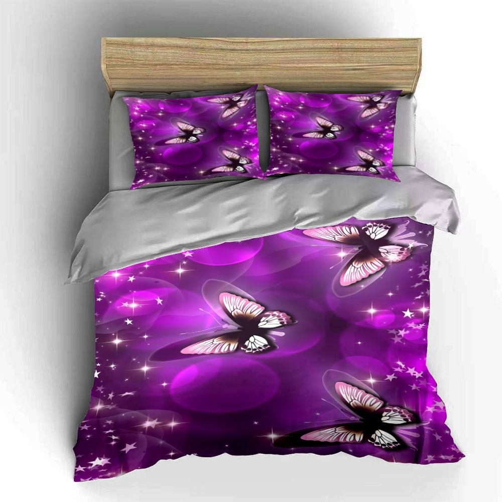 Butterfly Design Three-Piece Set Multiple Sizes Kid'S And Adults' Bedroom Exquisite 3Pc Bedding Set, Gift