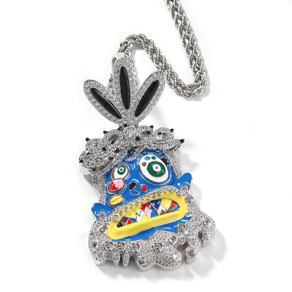 Personalized Cartoon Avatar Pendant Copper Inlaid Zircon Color Paint Exaggerated Pendant Cool Niche