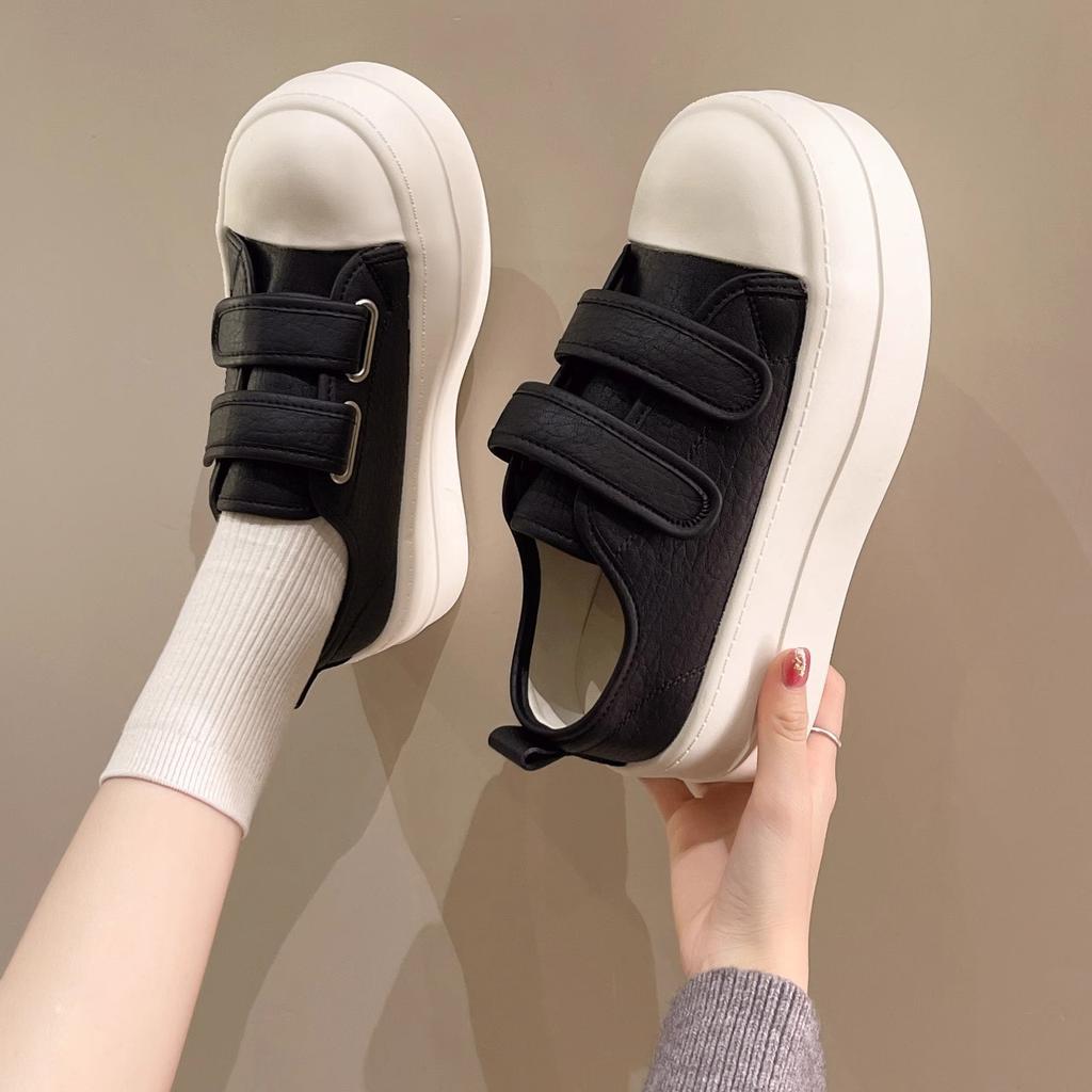 Ugly cute versatile Velcro thick-soled little white shoes for women's 2025 spring new models increase height and show feet, small board shoes, big hea