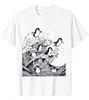 Einzigartiges Axolotl Wellenkunst Shirt Kreatives Meeresungeheuer Grafik T-Shirt Lustiges Meeresliebhaber Geschenk Oberteil StateUnisext Mode Lässiges T-Shirt